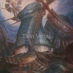 21) Windmühle Worpswede Aquarell 1970 ( Wiatrak w Worpswede, akwarela, 1970 )